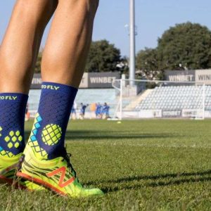 Alternative view of Sporta kompresijas zeķes - zilas-dzeltenas