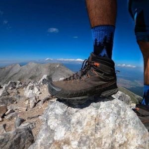 Alternative view of Merino vilnas pārgājienu zeķes ar vilka attēlu - tumši zilas